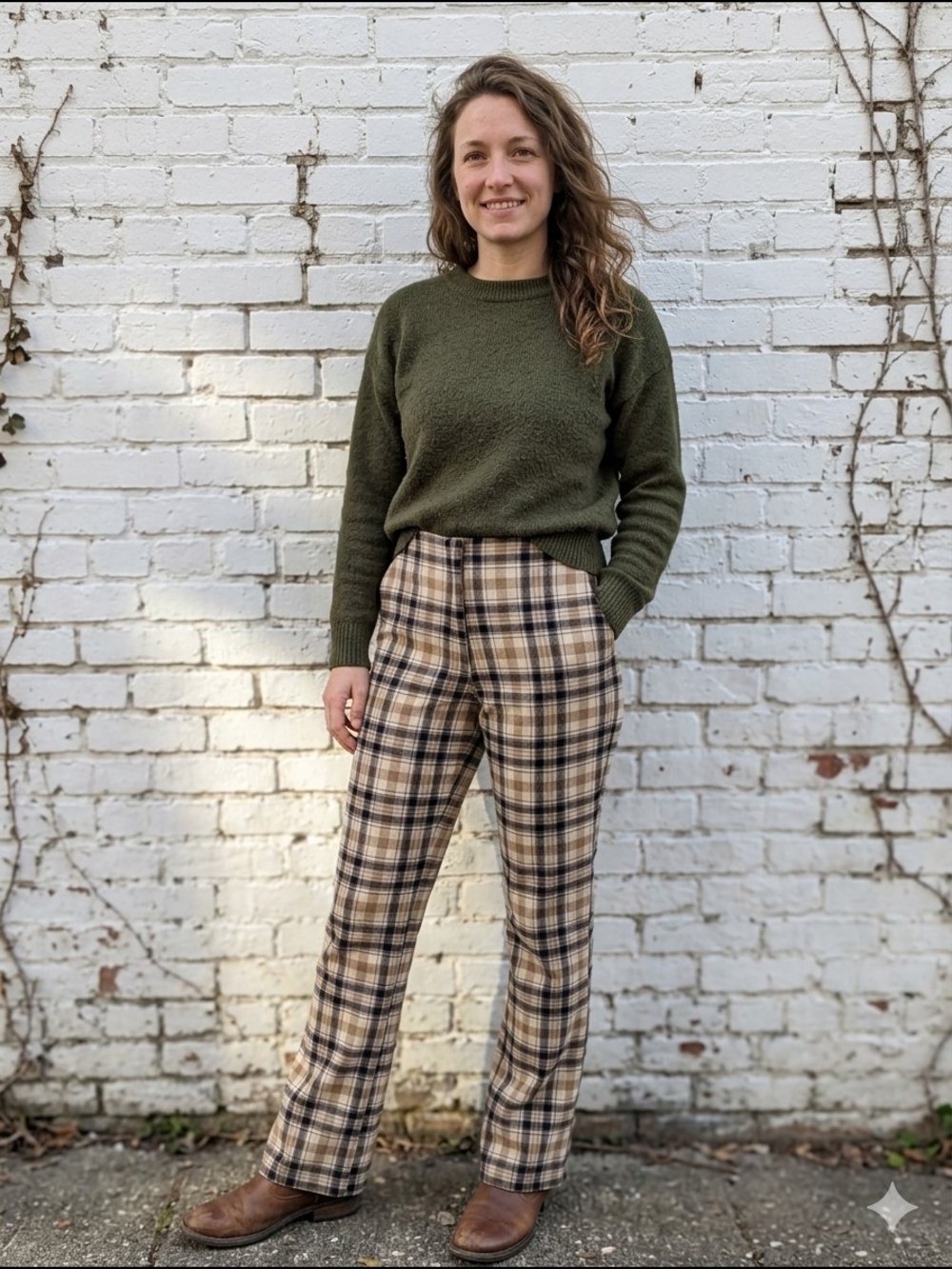 90s Grunge Vintage Junior‎ Plaid High-Rise Straight Leg Pants  Dark Academia